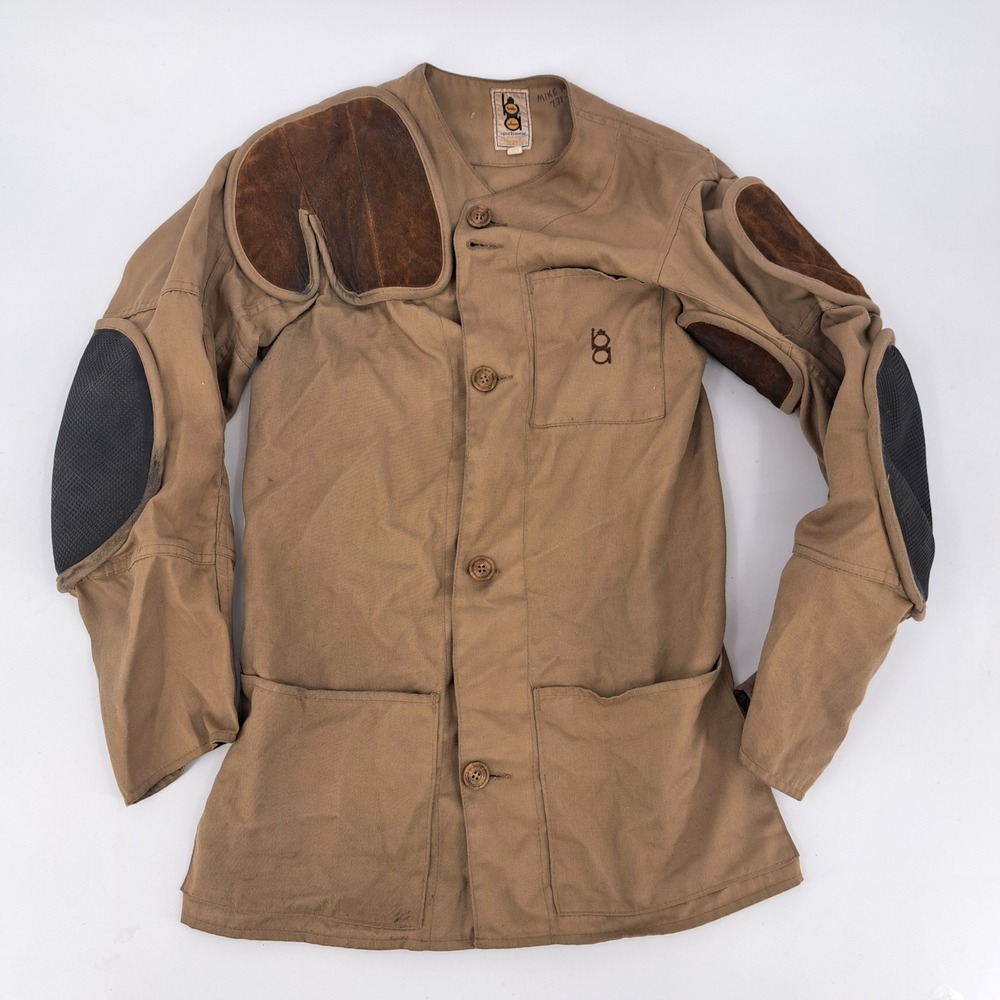 Bob Allen Sportswear Shooting Jacket Mens 36 Canvas Tan Solid Recoil Pad USA